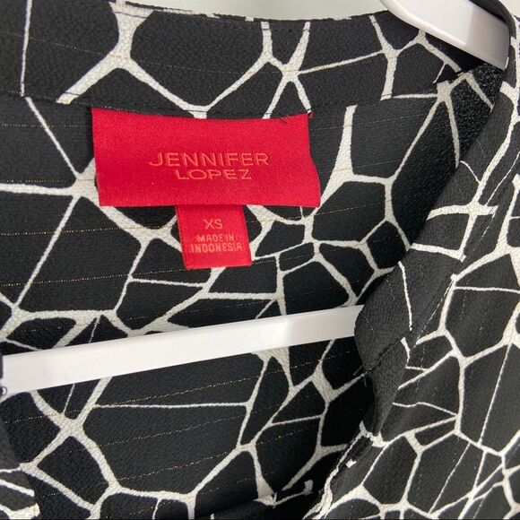 Jennifer Lopez Black Animal Print Drape Front Top NWT - Picture 8 of 14